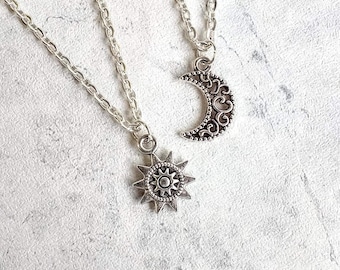 Sun Moon Necklace, Moon Necklace Set, Layered Necklace, Celestial Necklace, Sun Necklace, Stacking Necklace, Friendship Necklace, Star Space
