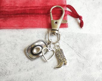 Cowboy Like Me Zip Charm, Backpack Bag Charm, Cowboy Boot, Cowboy Hat, Zipper Pull, Clip, School Bag, Keychain, Rodeo, Country Western