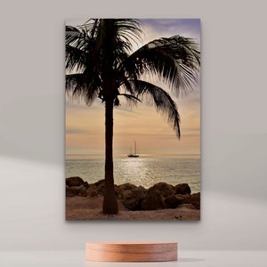 Palm Tree Sailboat Canvas Art | wall art living room | ocean wall art canvas | palm tree wall canvas art | hanging wall decor | art prints