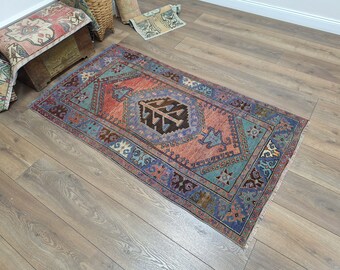 Oriental Rug, Antique Rug, Bohemian Area Rug, Bedroom Rug, Turkish Area Rug, Modern Area Rug, Wool Area Rug, Vintage Area Rug, 3.4 x 6.1 Ft