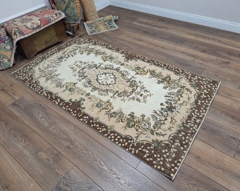 Floor Rug, Accent Rug, Hand Knotted Rug, Handwoven Rug, Entry Rug, Hallway Rug, Saloon Rug, Antique Rug, Bohemian Area Rug, 3.8 x 6.9 Ft