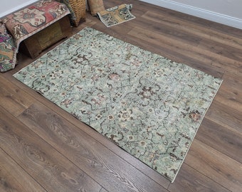 Living Room Rug, Office Rug, Dining Room Rug, Kids Room Rug, Nursery Area Rug, Handmade Area Rug, Oriental Rug, Beige Area Rug, 4 x 6.2 Ft