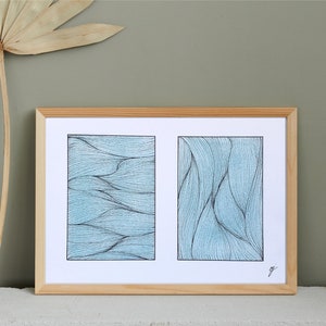 Handmade drawing, on order, unique, illustration, formats A6, A5, A4 and A3, zen, art, abstract, green and black, black and white