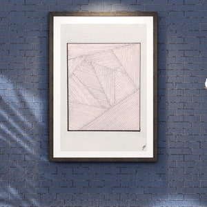 Hand drawing made to order, unique, sizes A6, A5, A4 and A3, abstract, fine lines, square, colorful, illusion, illustration