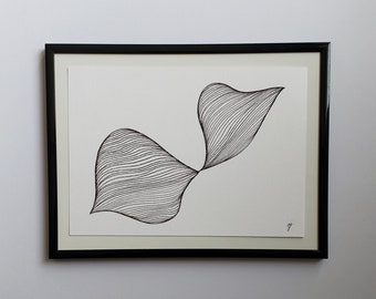 Dessin à la main, unique, réalisé sur commande, fine lines, illustration en noir et blanc, formats A6, A5 et A4