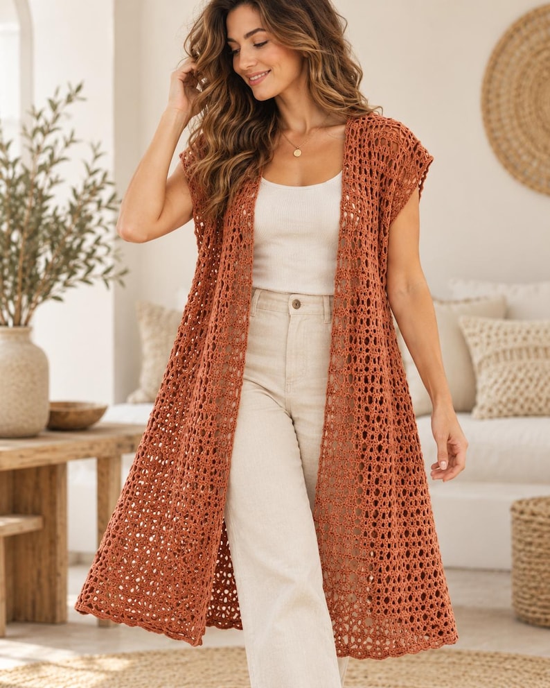 Long Crochet Cardigan Pattern - Digital PDF Cozy Handmade Cardigan ...