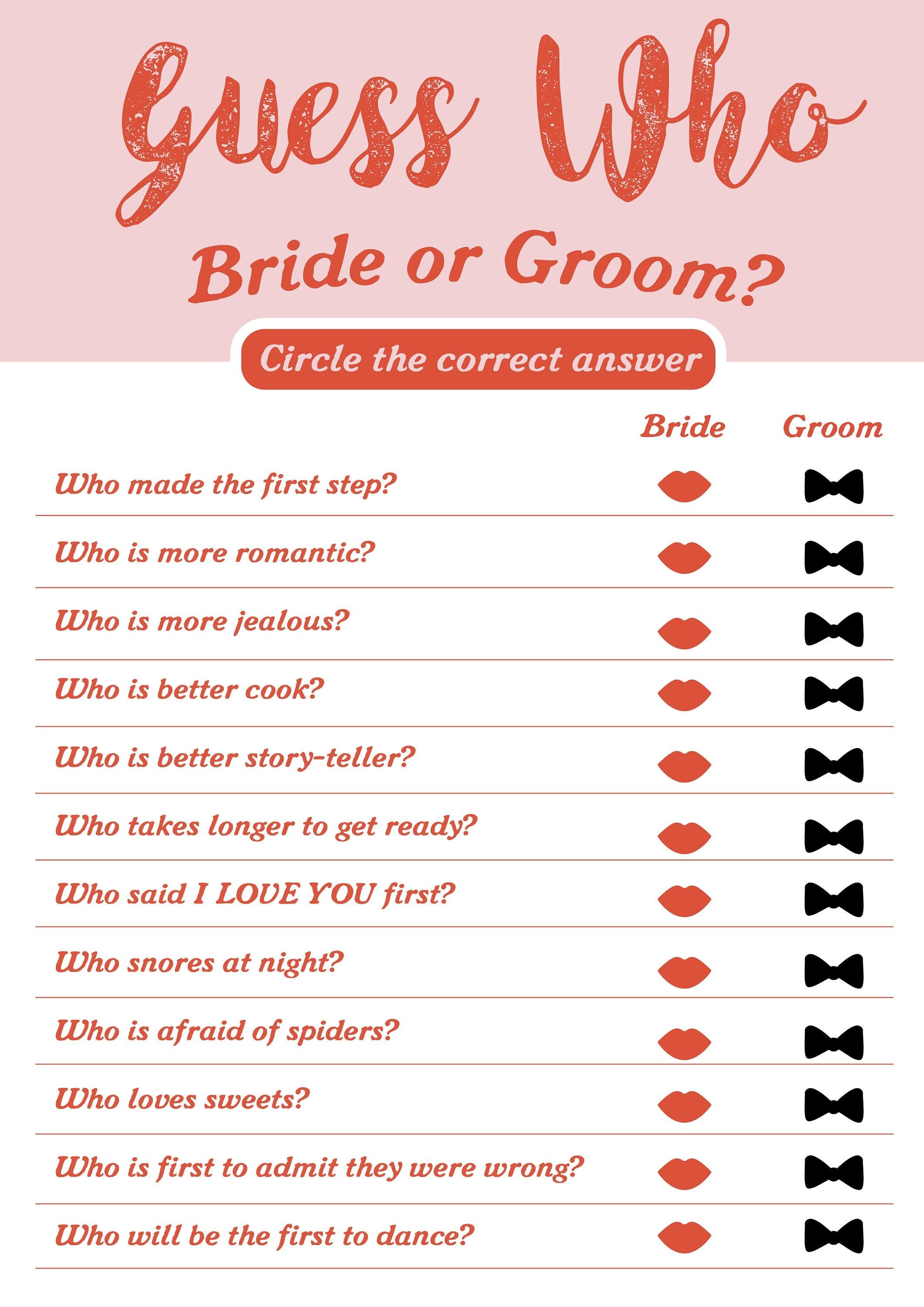 GUESS Who Bride or Groom Game Png, Jpg, Eps / Wedding Instant Download ...