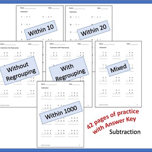 Subtraction Drill Sheets