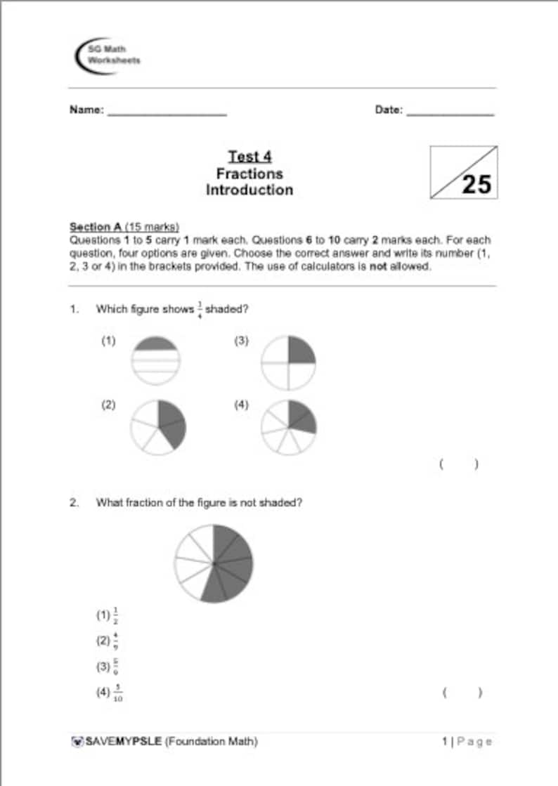 PSLE Foundation Math Primary 5 Topical Assessments - Etsy