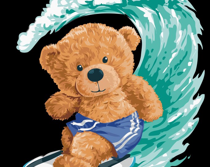 Cool Beach Bear Tee- Cream Marle