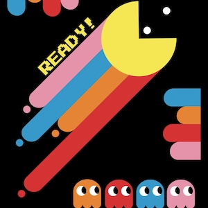 Retro Color Pac-Man T-Shirt, Vintage Pac-Man Arcade Graphic, Champion Tee