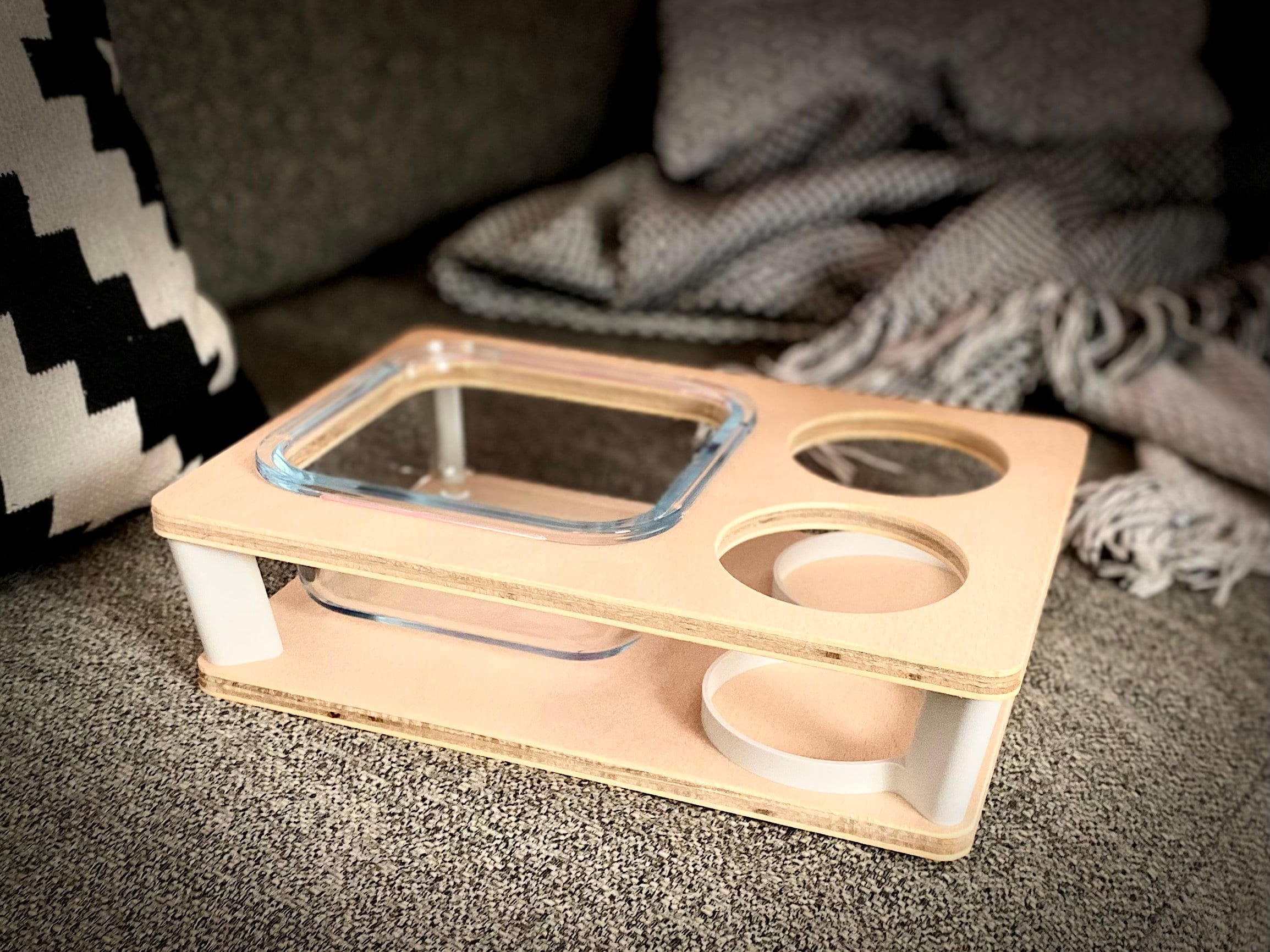 Couchbar Herz Mit 4 Glasschalen - Handgefertigte Snackbar Für Sofa Und Bett