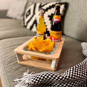 Sofá bar Mini Barra de aperitivos Mayordomo de sofá Caja de merienda Sofá bar Bandeja para sofá Bandeja para sofá Impresión 3D Día del Padre Cuenco de vidrio Regalo imagen 1