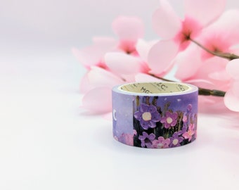 Purple Theme Oil Painting Washi Tape | Scenery Washi Tape | Flower Oil Painting Washi Tape | 15mm x 10m Floral Decorative Tape