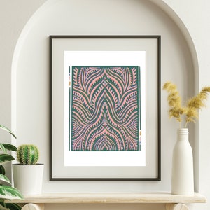 Pink and Blue Lines Print | Cute | Illustrated Pattern Lines, Desert Vibes, Artwork, Drawing, Gallery Wall, Physical Giclée Print on Paper