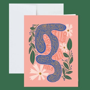 Hello Hi Hola Bonjour carte de voeux avec enveloppe blanche - marguerites, oeuvre d'art, dessin, carte d'anniversaire, carte de remerciement, carte de fête des mères