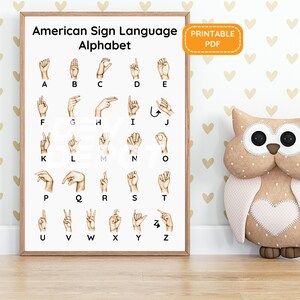 American Sign Language (ASL) Alphabet Educational Poster Printable Wall Art Classroom Decor