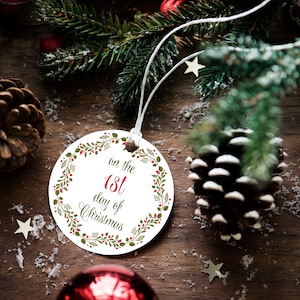12 Days of Christmas Gift Tags Cards Digital Instant Download 3&quot; Round Christmas Countdown Stickers 12 Days of Christmas Gifts Present Tags