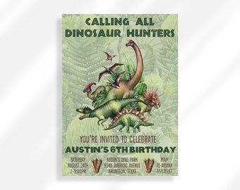 Invito di compleanno di dinosauro modificabile Download digitale / Festa di compleanno per bambini di cacciatori di dinosauri / Invito di compleanno a tema dinosauro ragazzo / T-Rex