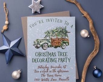 Editable Christmas Tree Party Invite | Christmas Invitation | Housewarming Holiday Party Invitation | Snow Place Like Home Block Party