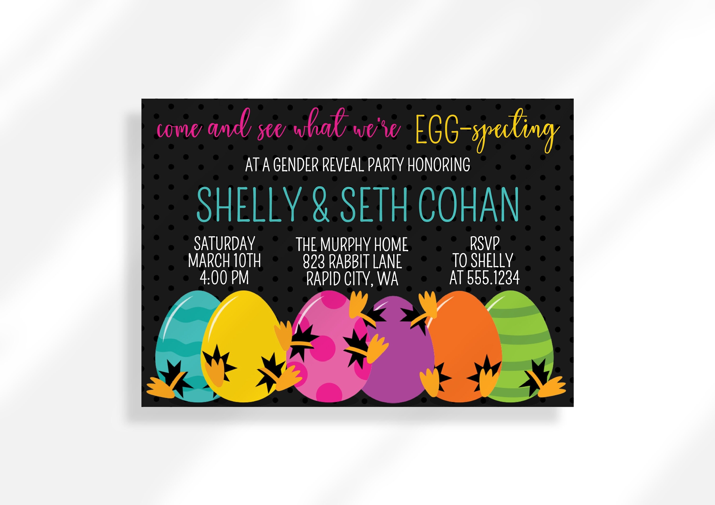 Editable Easter Gender Reveal Invitation for Instant Digital Download Printable Invitation