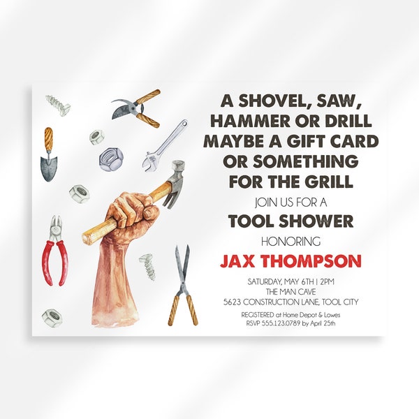 Editable Man Tool Shower Invitation | Groom Shower Invitation | Man Shower Invite | Dachelor Bachelor Party | New Home Housewarming Invite