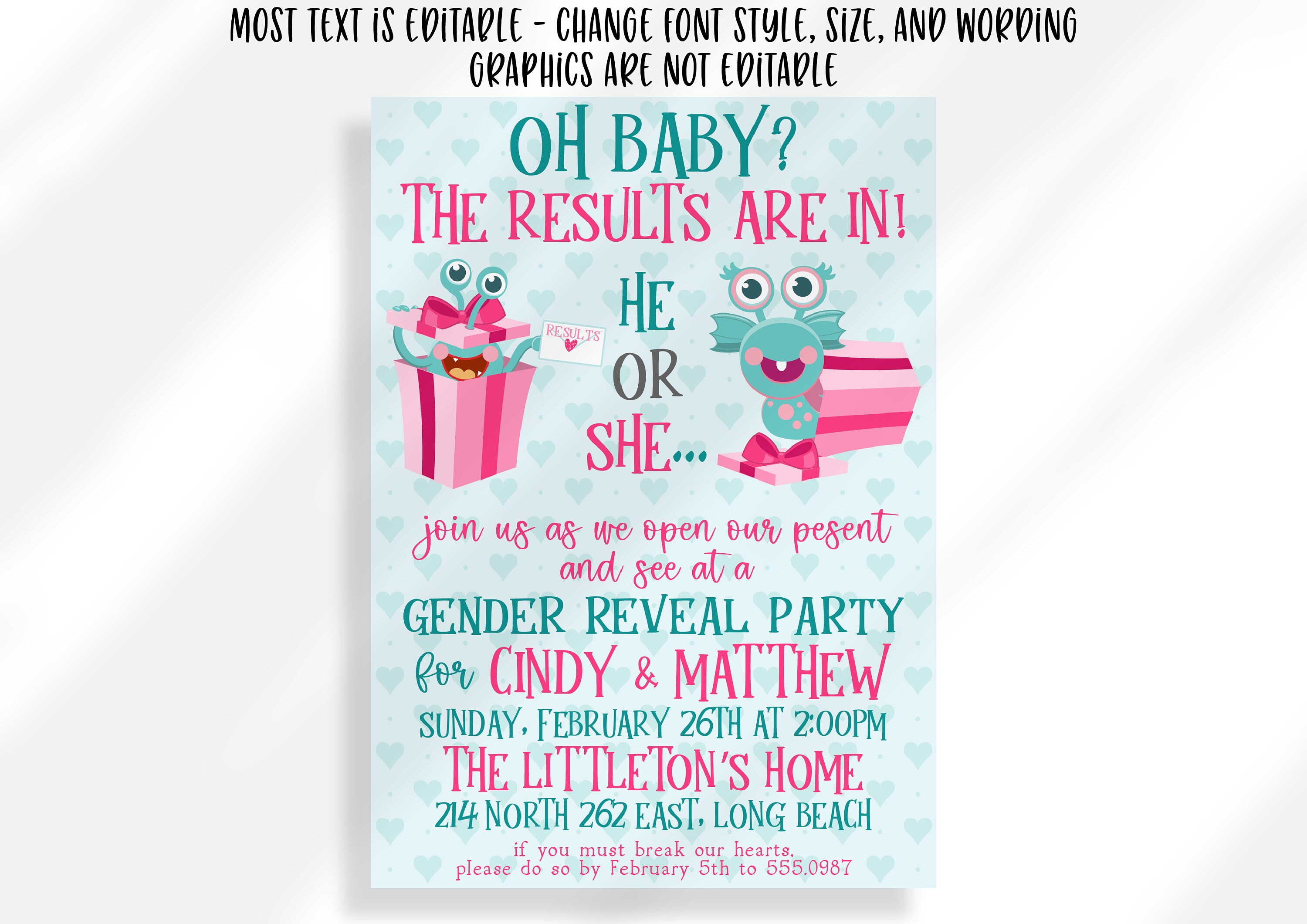 Editable Oh Baby Christmas Gender Reveal Invitation | Printable ...