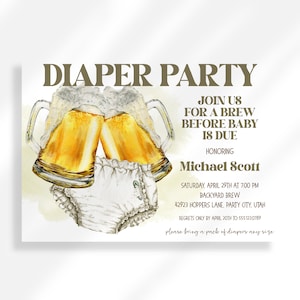Editable Dads Baby Shower Invitation Instant Digital Download | Beer And Babies Diaper Party Invitation | Diaper Bash | Diapers And Beer