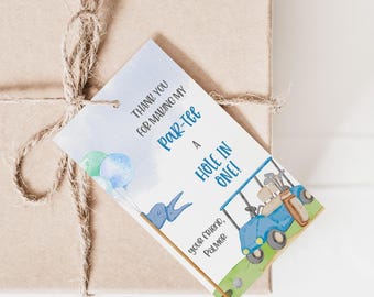 Hole In One Birthday Favor Par-Tee Birthday Tag Printable Golf Theme Birthday Party For Boys Par Tee Golf Tags Editable Golf Party Printable