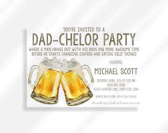 Editable Dadchelor Baby Shower Invitation Instant Digital Download | Beer And Babies Diaper Party Invitation | Diaper Bash Diapers And Beer