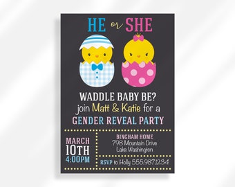 He Or She Waddle It Be Gender Reveal Duck Gender Reveal Invitation Instant Download, Easter Egg Gender Reveal Party Invites, Pink Or Blue