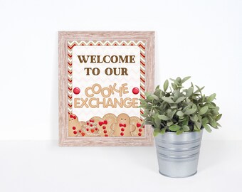 Gingerbread Cookie Exchange Welcome Sign | Cookie Exchange Party Printable | Christmas Cookies Posters | Holiday Cookie Party | Cookie Swap