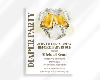Editable Dads Baby Shower Invitation Instant Digital Download | Beer And Babies Diaper Party Invitation | Diaper Bash | Diapers And Beer