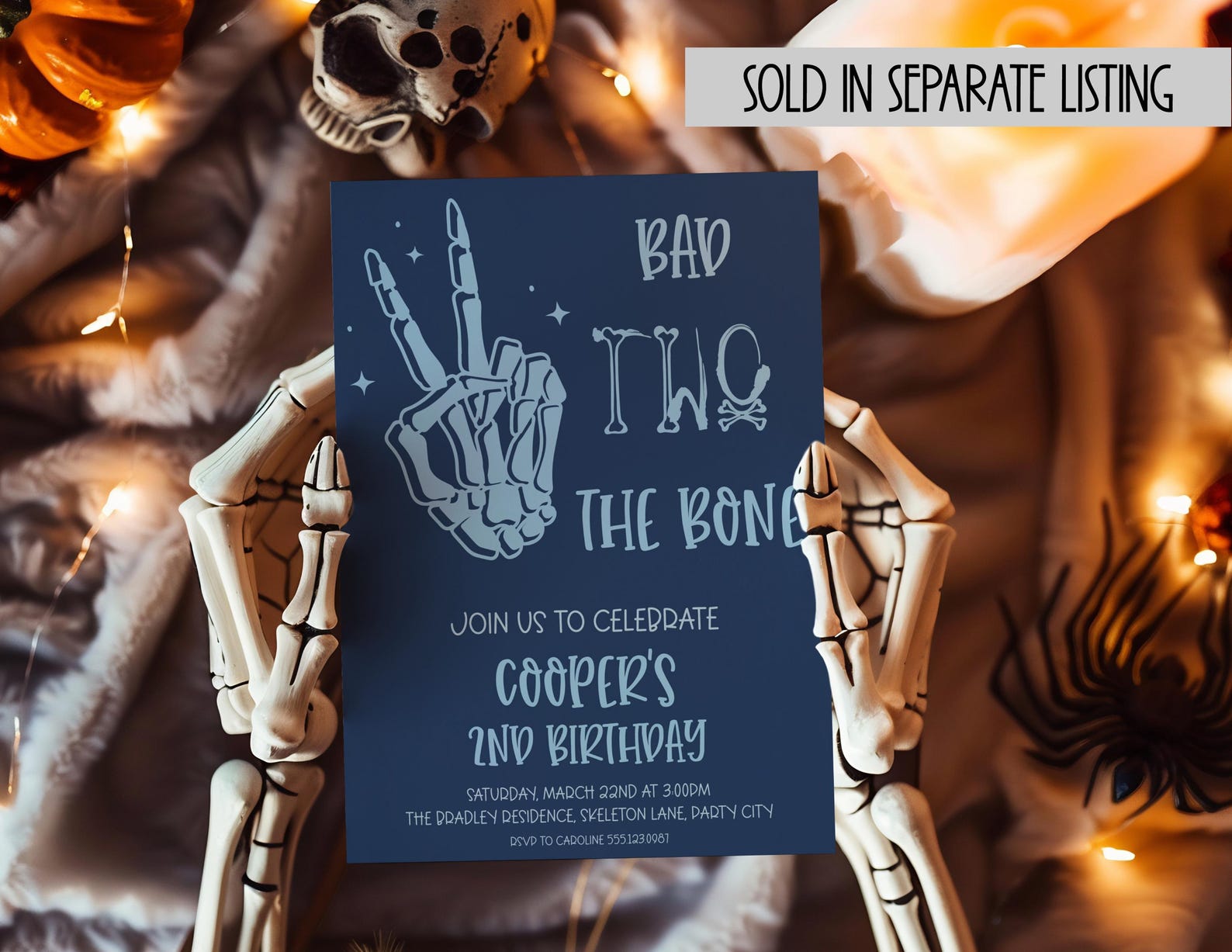 Bad Two the Bone Invitation 2nd Birthday Girl Birthday Party Invite ...
