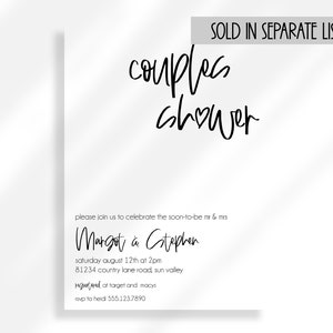 Editable Minimalist Couples Shower Printable Invitation Template Black