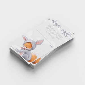 Billets de tombola de couches saupoudrées de bébé des bois modifiables, cartes de tombola de couches de baby shower renard en téléchargement numérique, fête de couches neutres en matière de genre