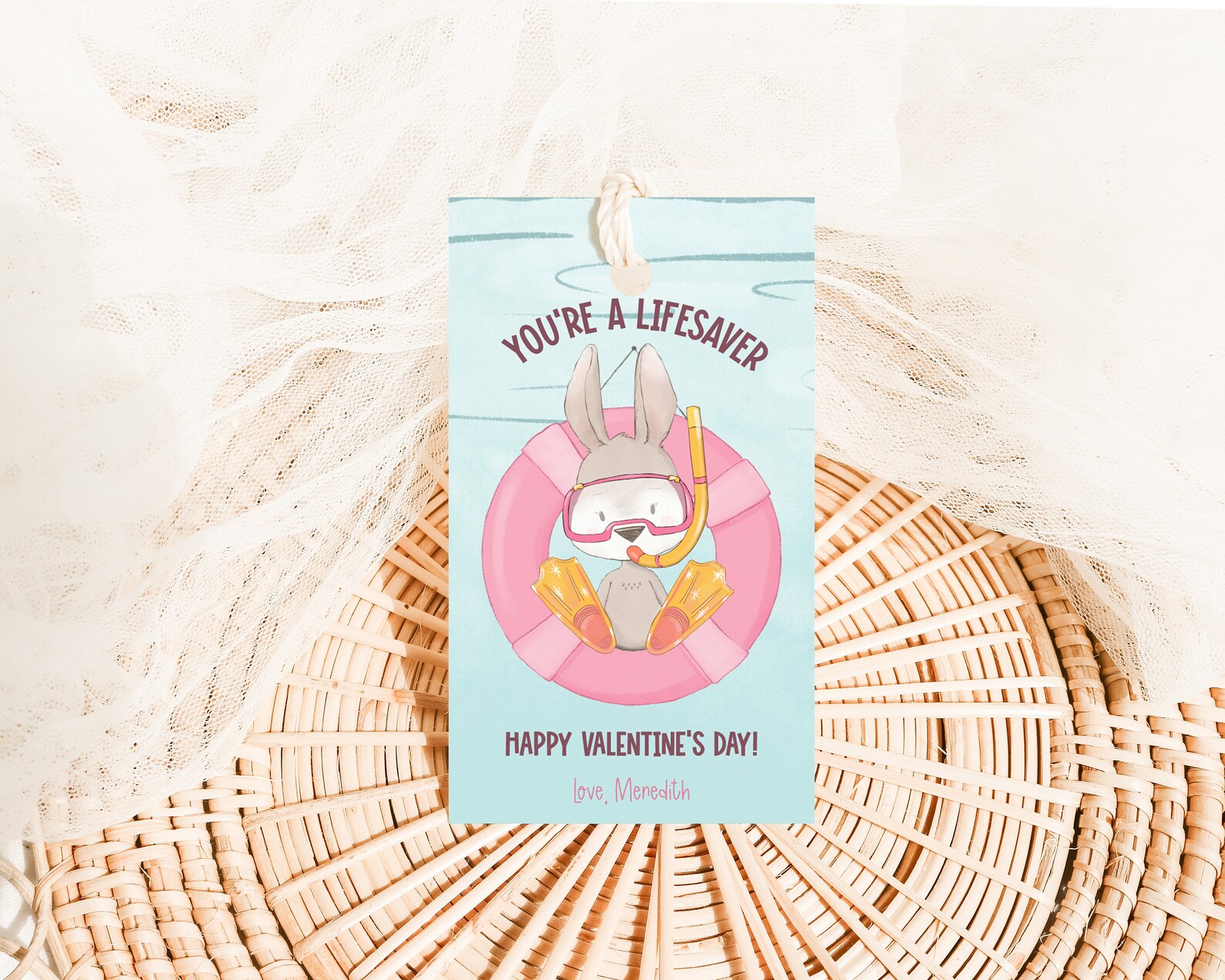 Editable Bunny Valentines Day Favor Tags | Youre A Lifesaver Valentine ...