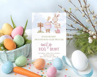Easter Egg Hunt Invite Digital, Easter Egg Hunt Invite Digital | Egg-cellent Easter Printable Spring Easter Bunny Printable Invite Template