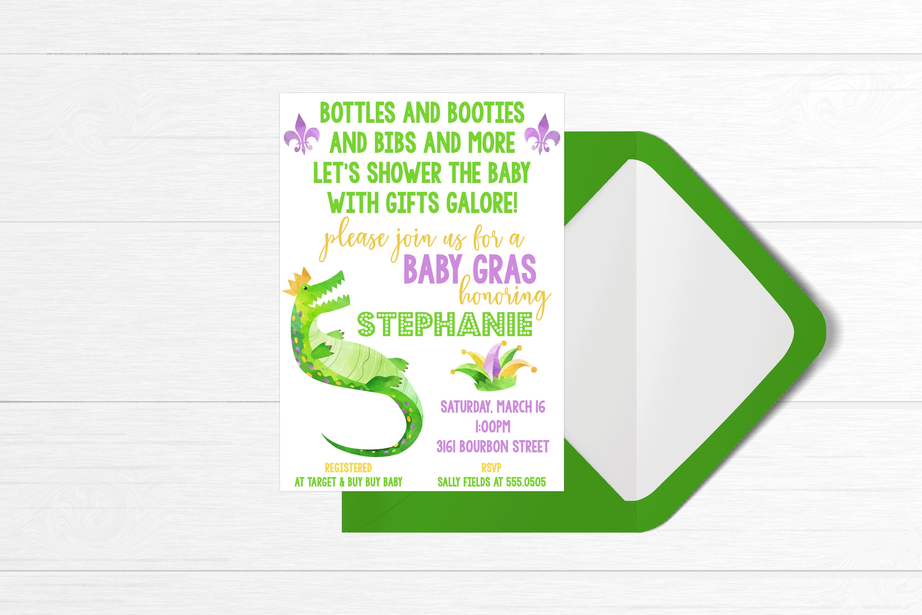 mardi gras baby shower invitations