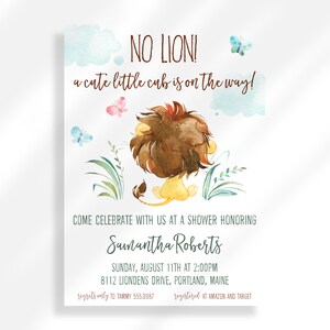 Editable Lion Baby Shower Printable Invitation Template | King of the Jungle Baby Shower | Jungle Animal | Safari Baby Shower Invitation