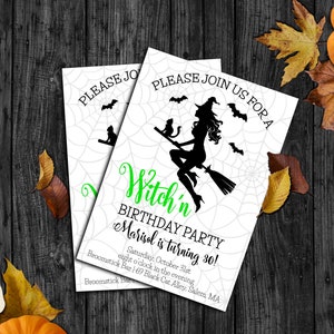 Editable Witch Birthday Invitation for Instant Digital Download | Printable Invitation Template | Witch Party Girls Night Out Halloween