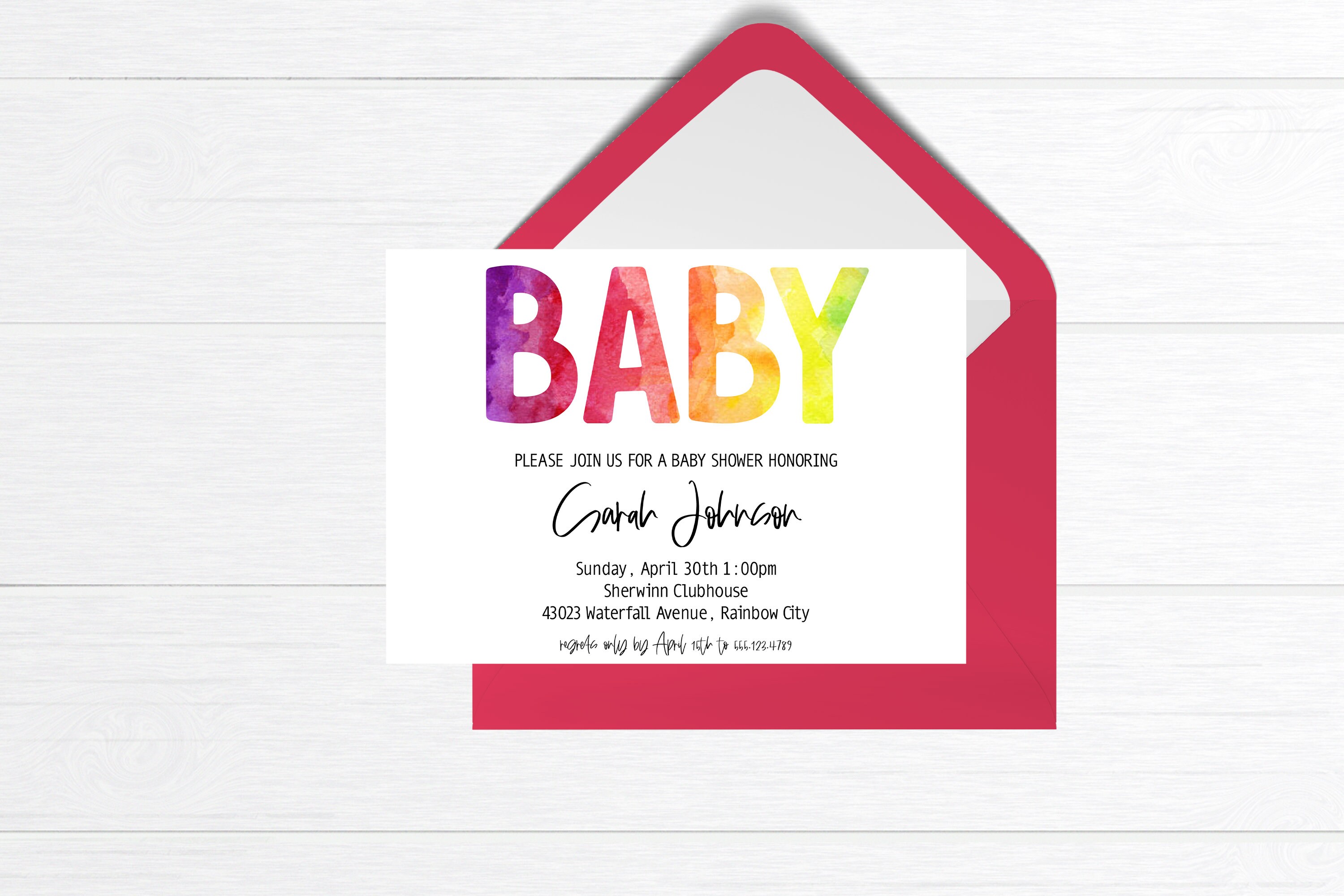 Editable Rainbow Baby Shower Invitation Gender Neutral Baby Etsy