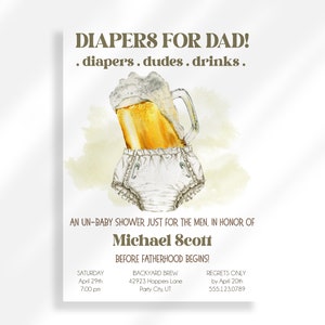 Editable Man Baby Shower Invitation Instant Digital Download | Beer And Babies Diaper Party Invitation | Diaper Bash | Dads Baby Shower