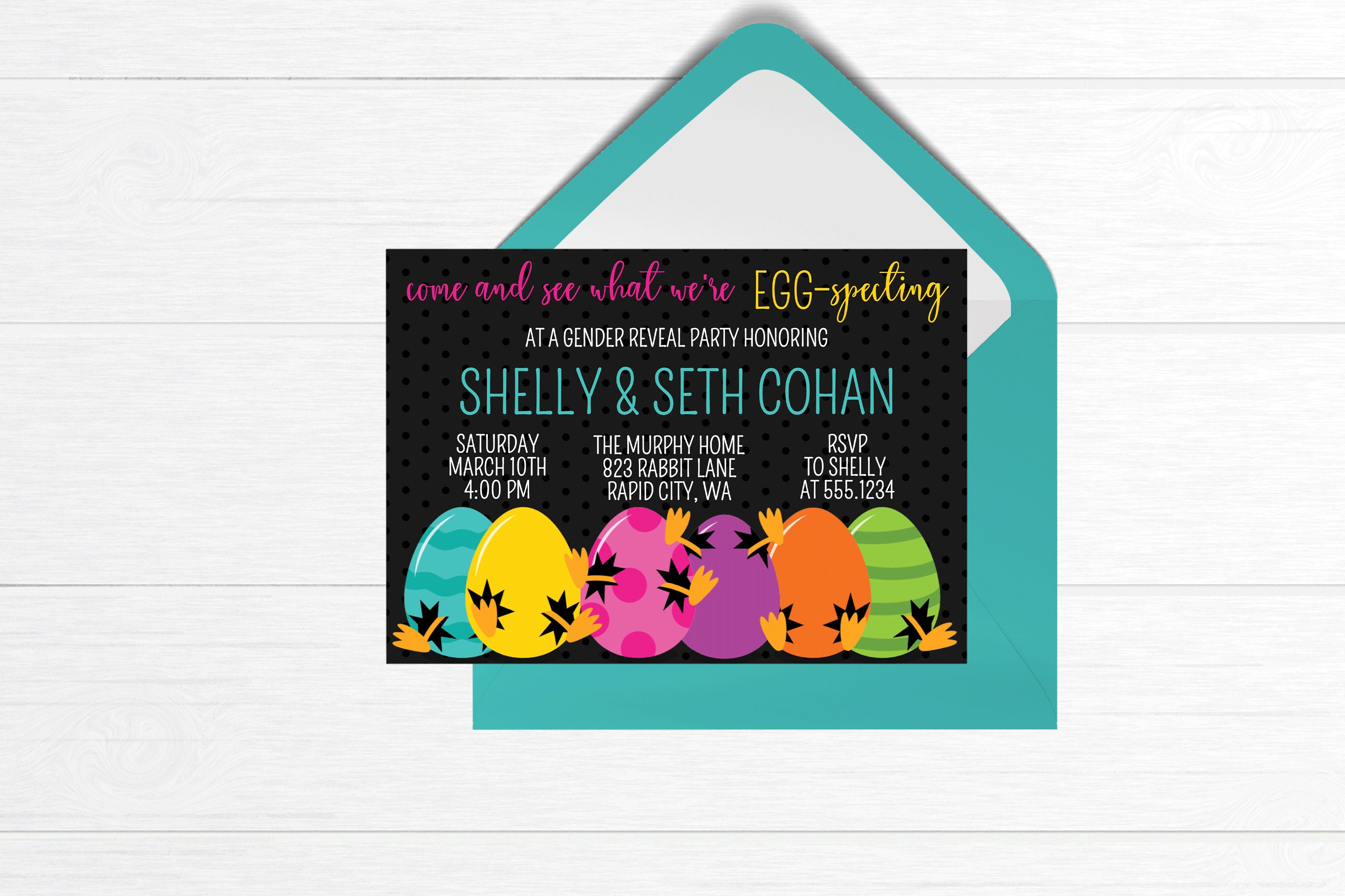 Editable Easter Gender Reveal Invitation for Instant Digital Download Printable Invitation