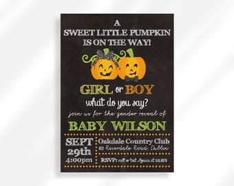 Gender Reveal Invitation Template Little Pumpkin Gender - Etsy