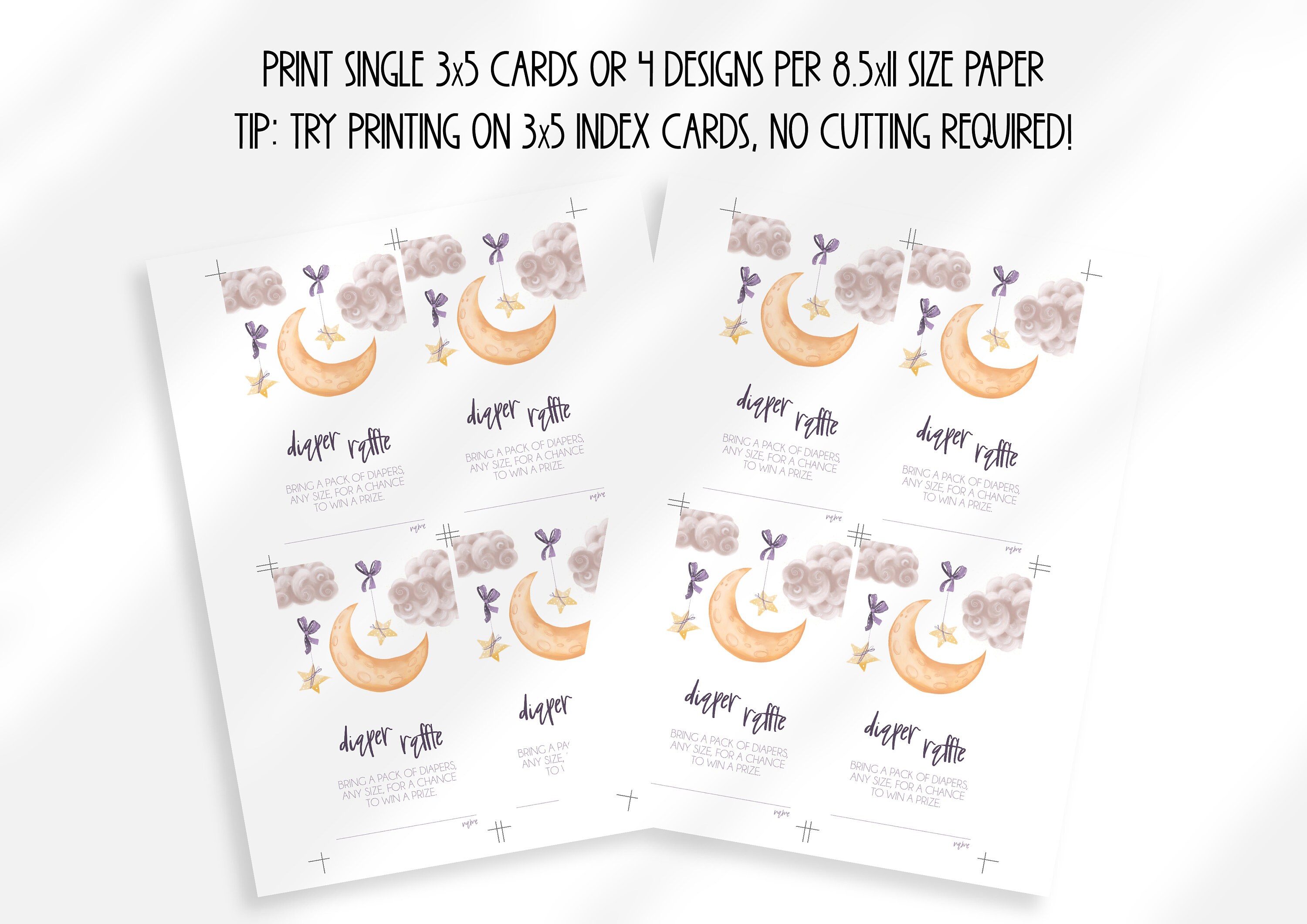 Editable Moon Baby Shower Diaper Raffle Tickets Printable | Card for ...