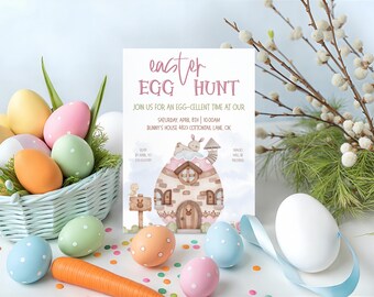 Easter Egg Hunt Flyer, Easter Egg Hunt Digital Invite Egg-cellent Easter Printable Invite Easter Party Invitation Templates, Hunt and Brunch