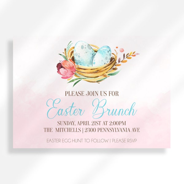 Editable Easter Brunch And Egg Hunt Invitation Instant Digital Download | Easter Egg Hunt Invite | Brunch Invitation | Easter Gathering