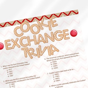 Holiday Cookie Quiz Cookie Trivia Game Christmas Party Holiday Cookie Exchange Gingerbread Holiday Cookie Swap Party Cookie Decorating