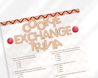 Holiday Cookie Quiz Cookie Trivia Game Christmas Party Holiday Cookie Exchange Gingerbread Holiday Cookie Swap Party Cookie Decorating